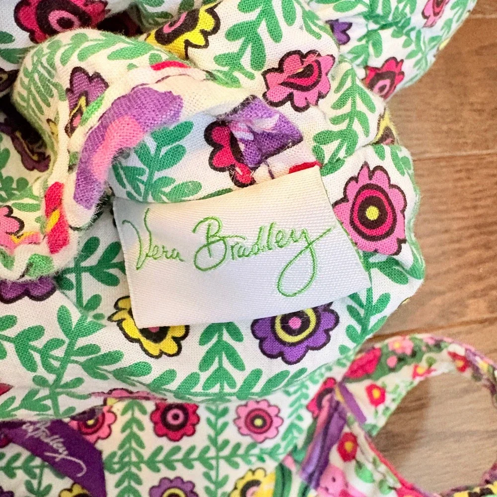 Vera Bradley Quilted Tote Bag Cotton Top Handle Purse Retired Print Viva La Vera